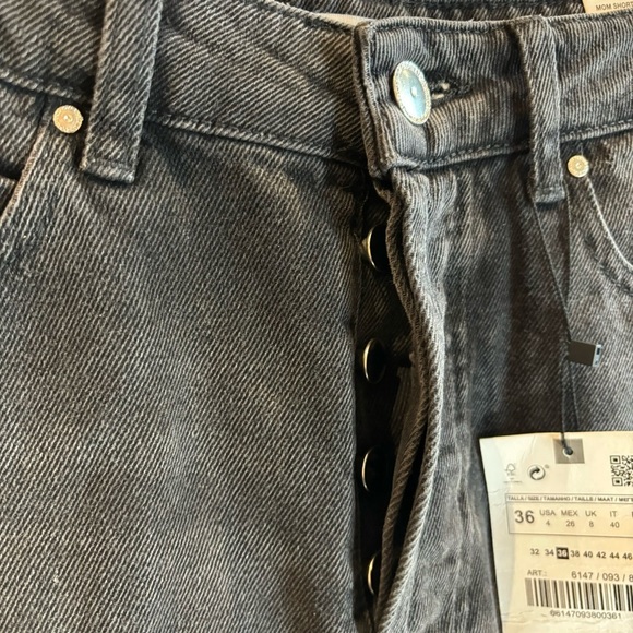ZARA Sz 4 Button Fly Denim Longer Inseam High Rise Mom Jeans Shorts NEW WITH TAG - Picture 4 of 10